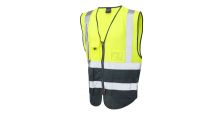 Lynton ISO 20471 Cl 1 Superior Waistcoat HV Yellow/Bottle